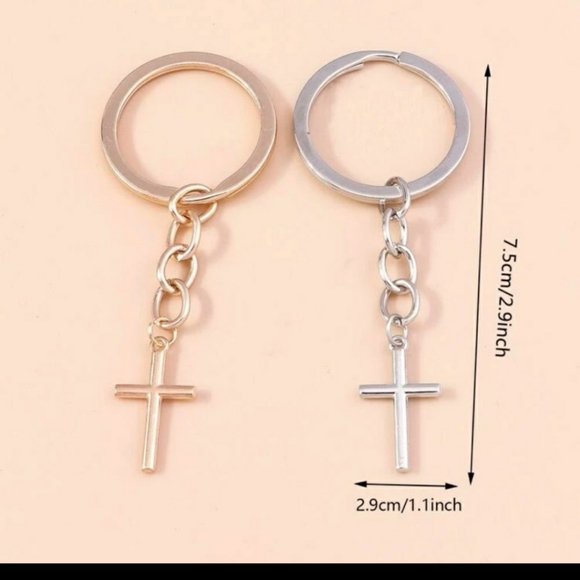 2 piece Gold & Silver Cross Keychains - Picture 2 of 3